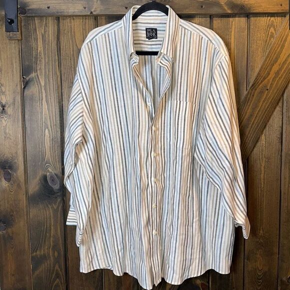 Jos A Bank Traveler's Collection 100% Linen Button Down Shirt - Picture 1 of 6